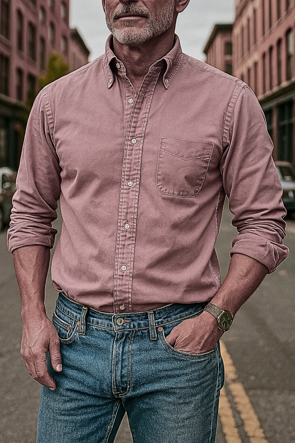 Nathan's Classic Button-Up Shirt with Structured Collar