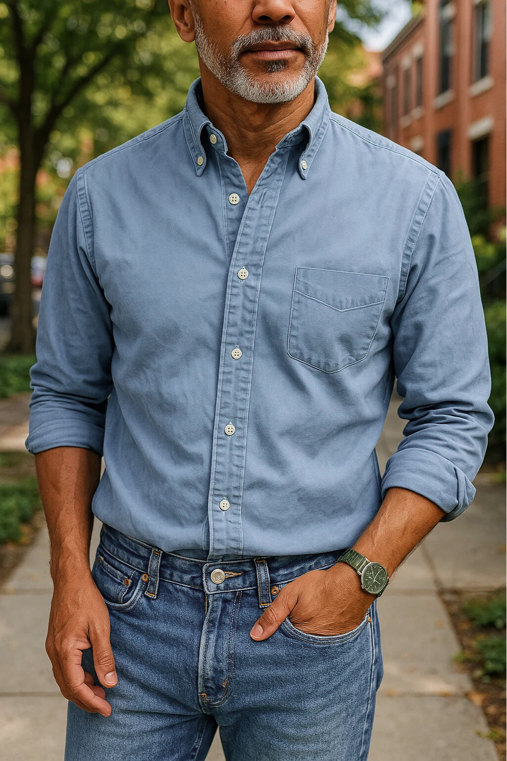 Nathan's Classic Button-Up Shirt with Structured Collar