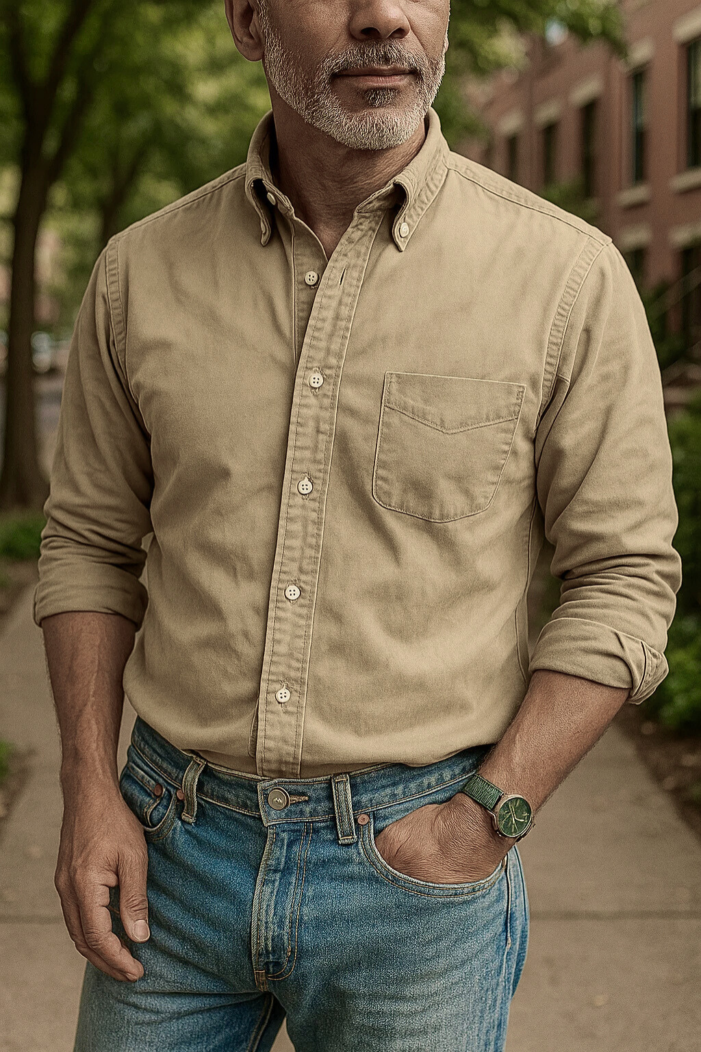 Nathan's Classic Button-Up Shirt with Structured Collar