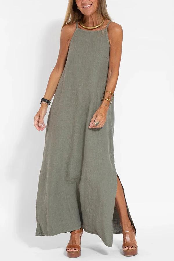 Alazne's Minimalist Fluid Dress with Breathable Fabric and Relaxed Fit