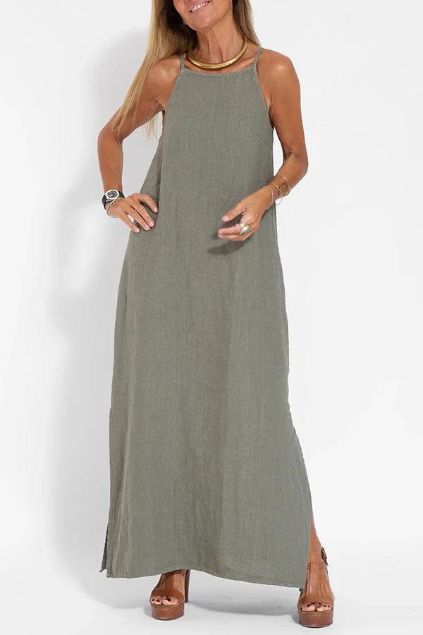 Alazne's Minimalist Fluid Dress with Breathable Fabric and Relaxed Fit