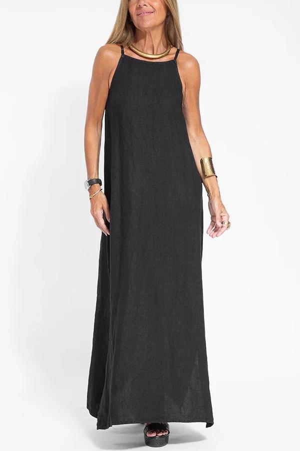 Alazne's Minimalist Fluid Dress with Breathable Fabric and Relaxed Fit