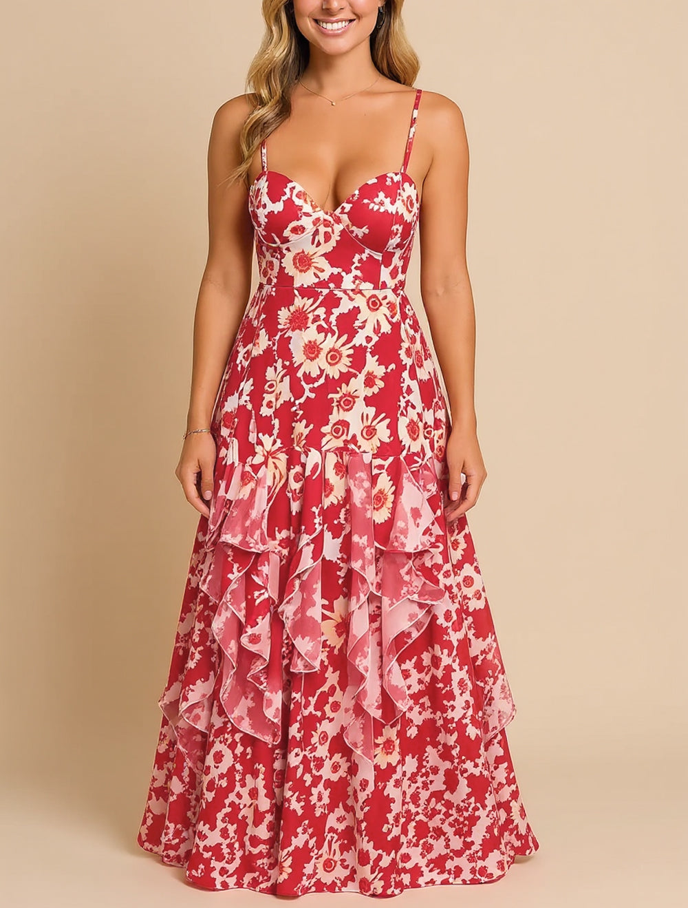 Alessia's Maxi Dress with Cascading Ruffle Skirt