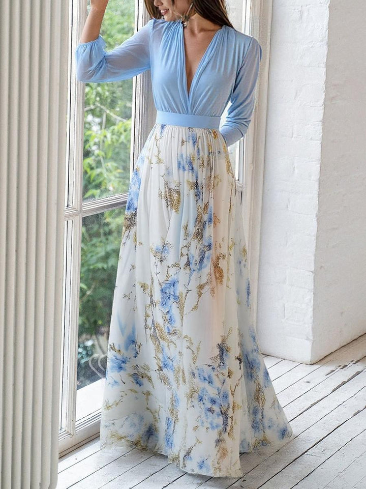 Annelise's Floral Print Long Dress with Flowing Silhouette and Lightweight Feel