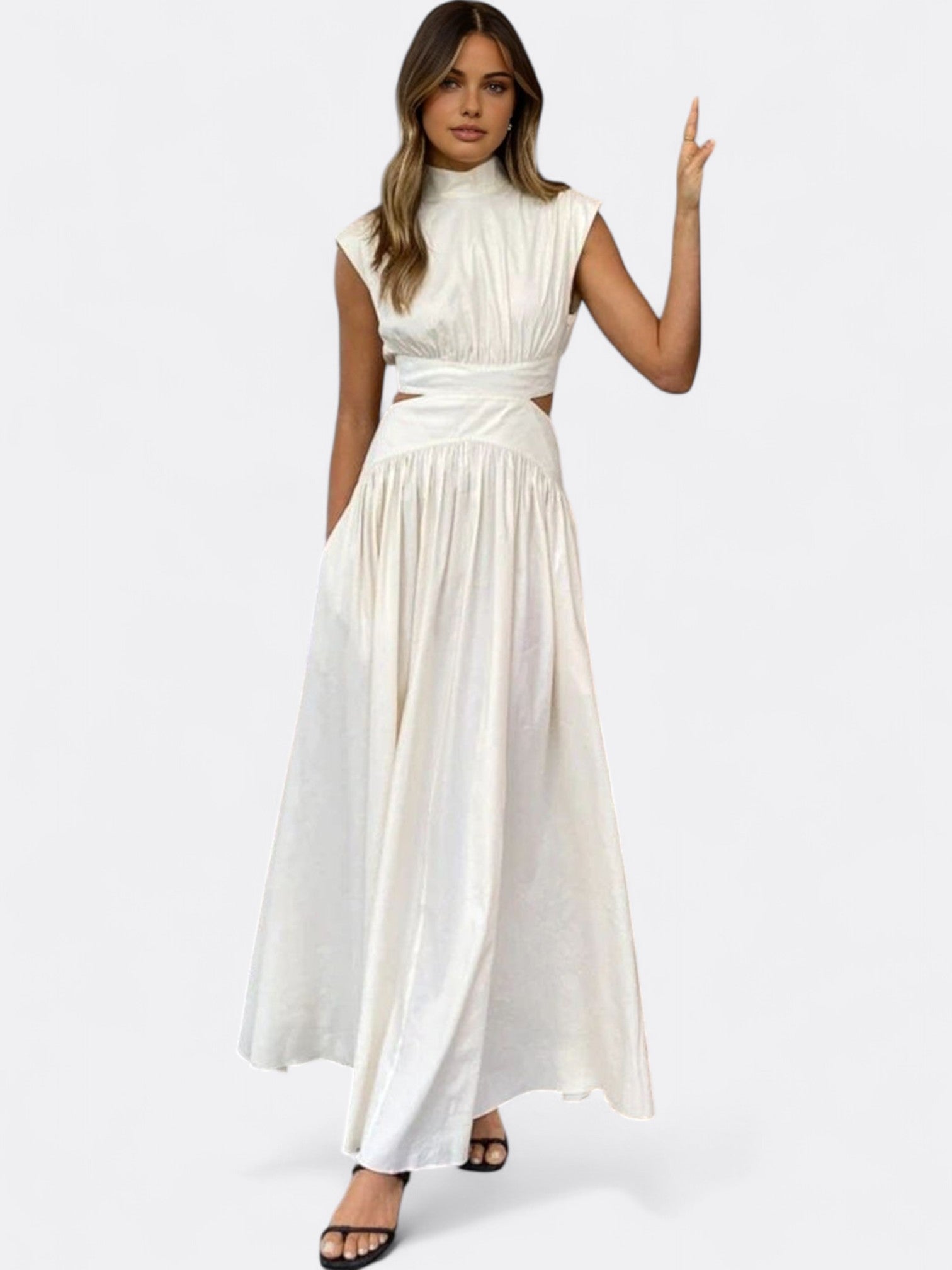 Araluen | Women's Elegant Cut-Out Maxi Dress | Mock Neck