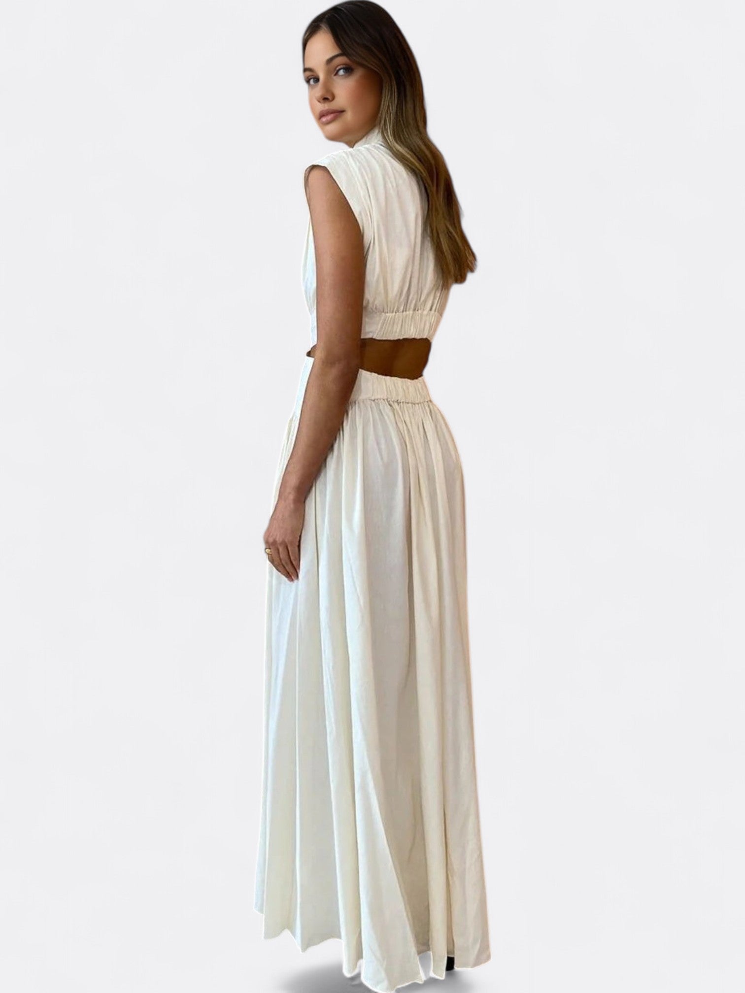 Araluen | Women's Elegant Cut-Out Maxi Dress | Mock Neck