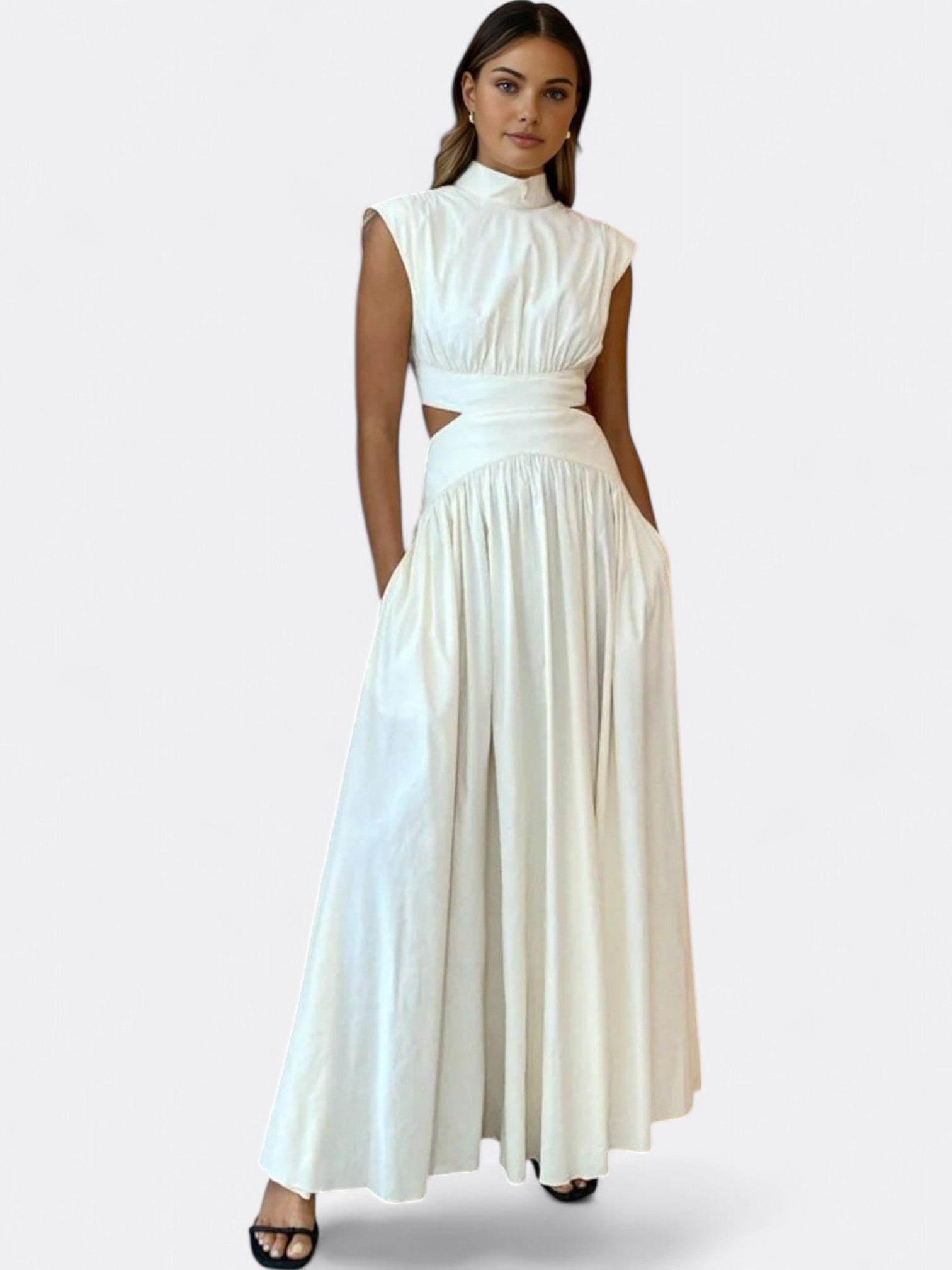 Araluen | Women's Elegant Cut-Out Maxi Dress | Mock Neck