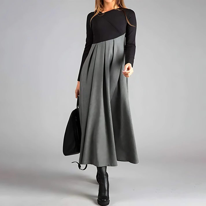 Aurora's Maxi Dress with Flattering Fit and Sleeves