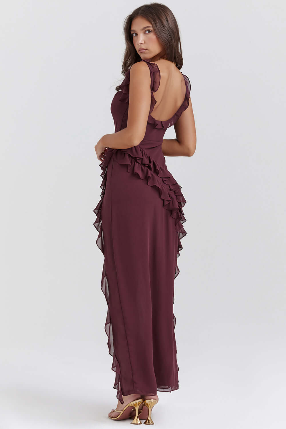 Carla's Ruffled Maxi Dress with High Slit