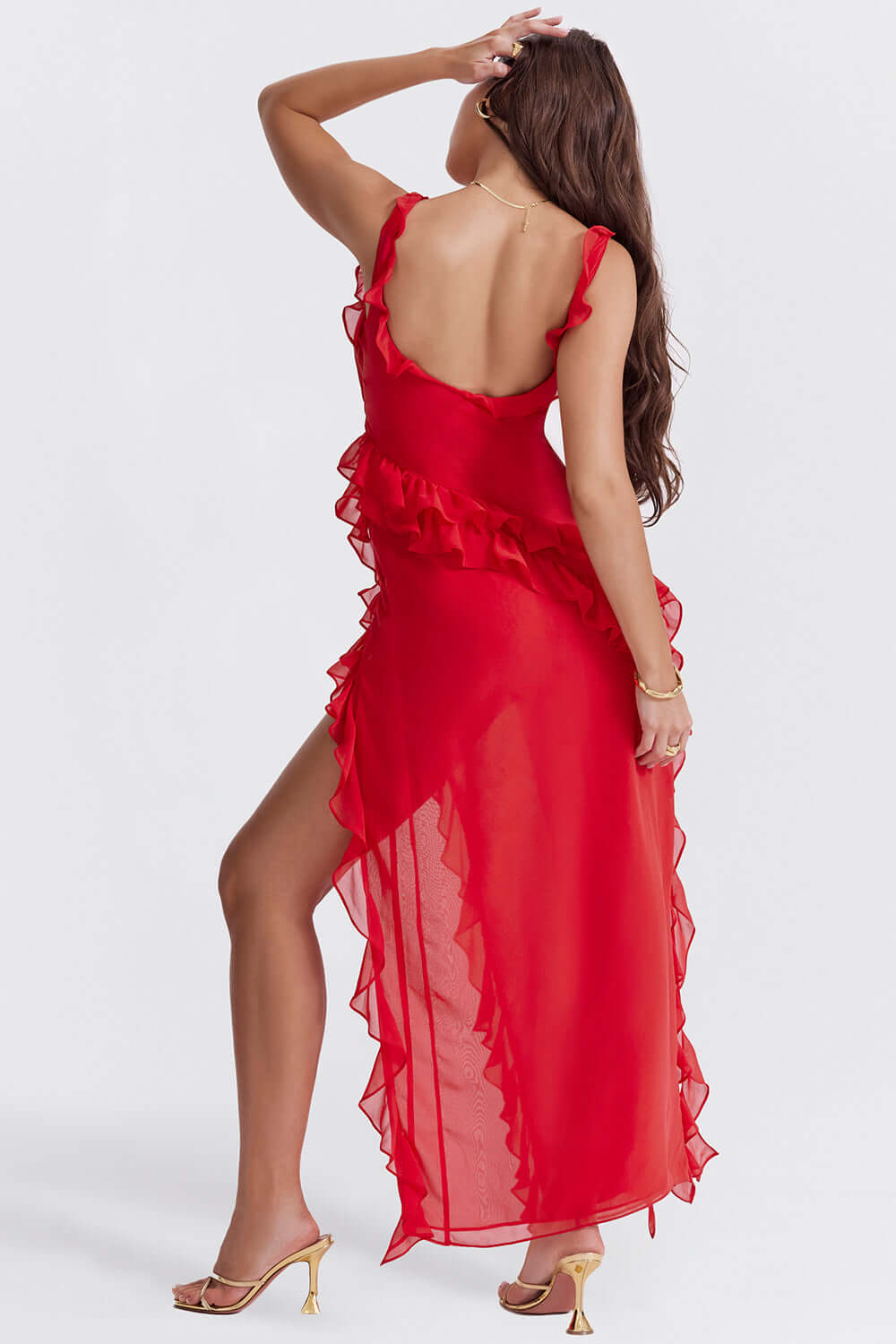 Carla's Ruffled Maxi Dress with High Slit