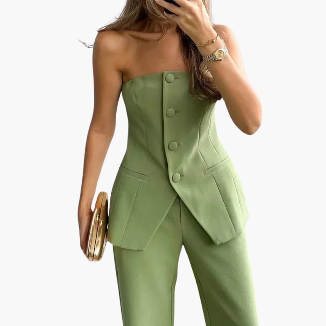 Charlotte | Women's Strapless Chic Co-ord | Wide-Leg