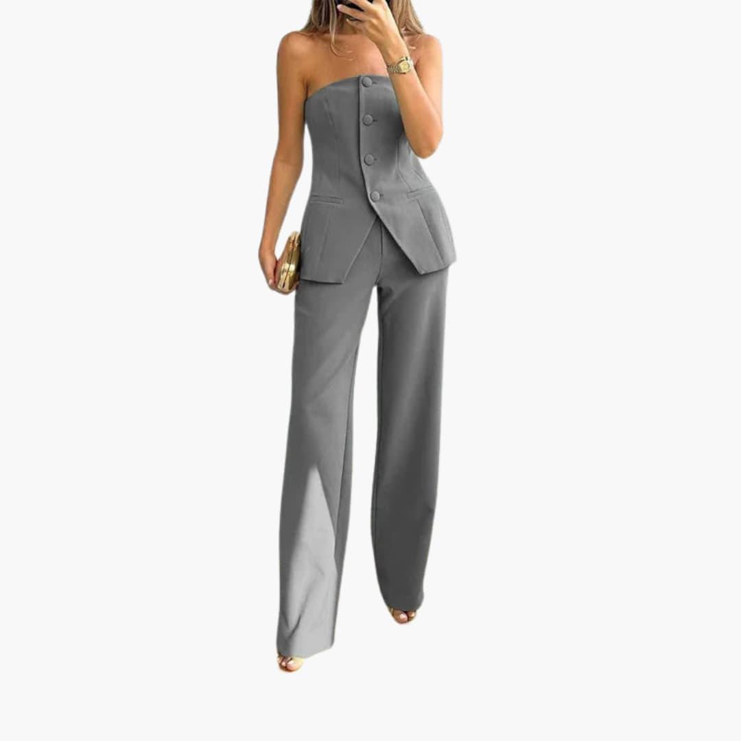 Charlotte | Women's Strapless Chic Co-ord | Wide-Leg