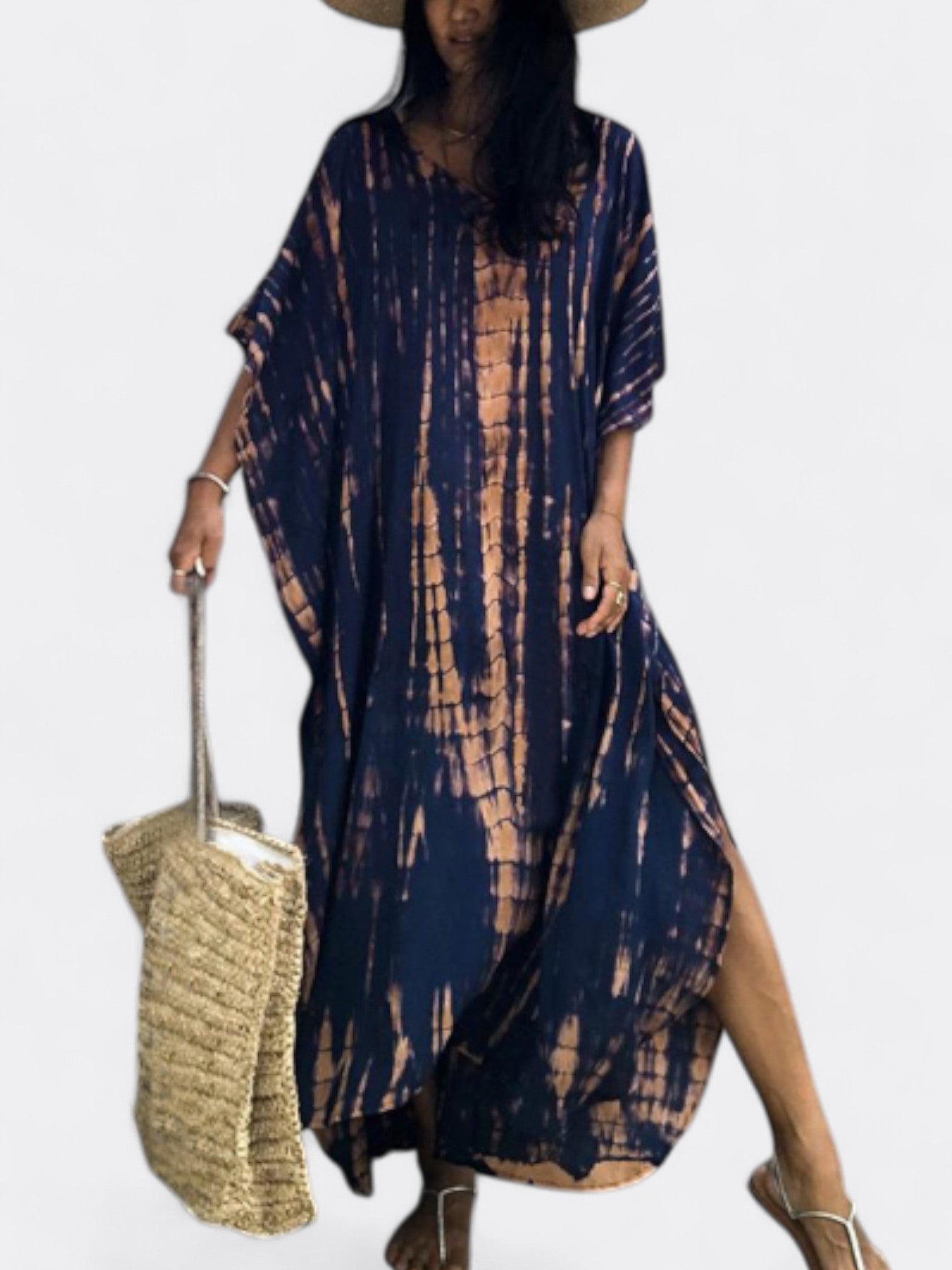 Serenity | Women's Bohemian Tie Dye Kaftan Dress | Maxi V Neck