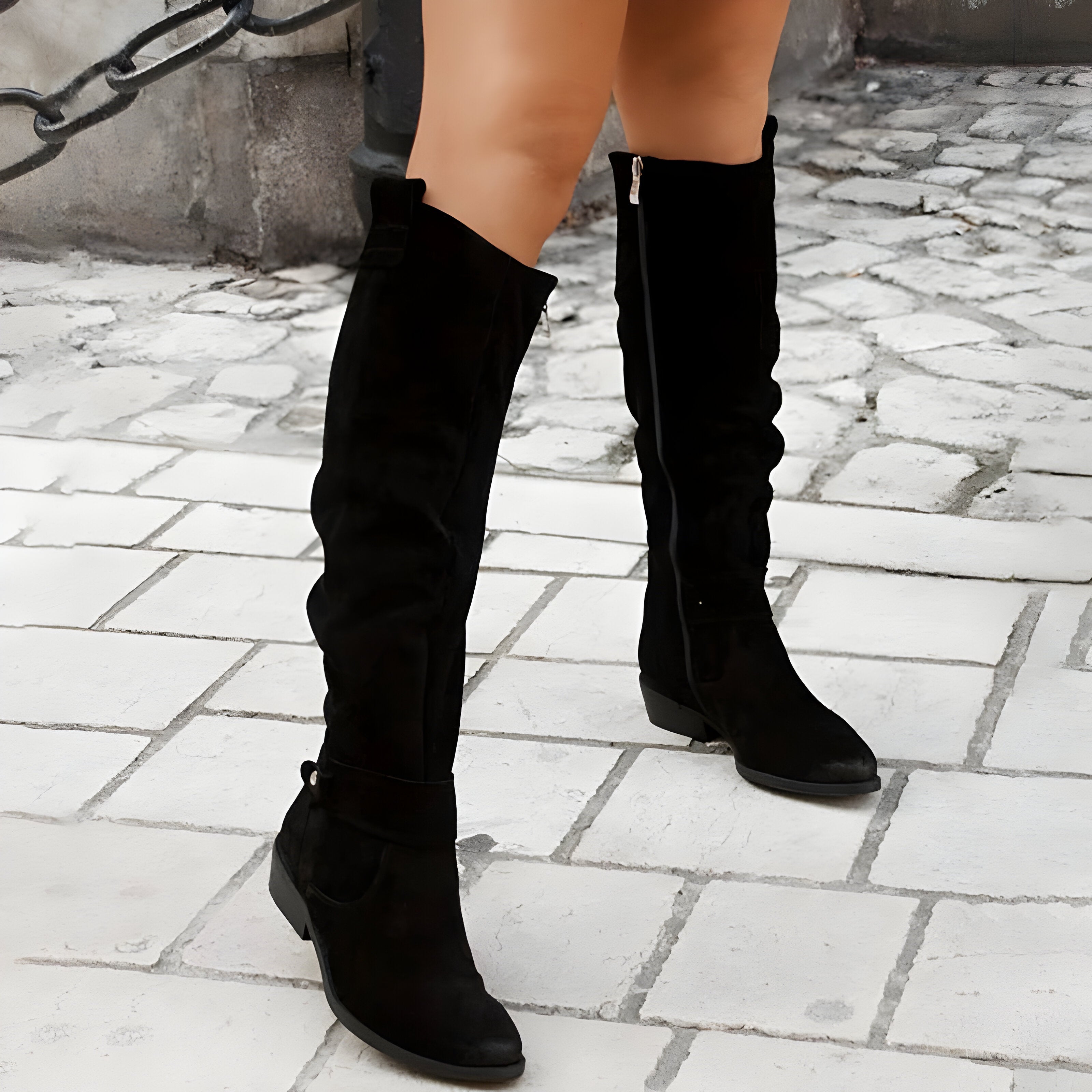 Elora's Knee-High Leather Boots with Cushioned Sole