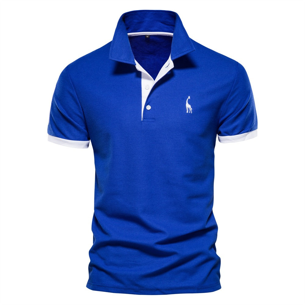 Ethan's Polo Shirt with Contrast Collar and Ribbed Sleeves