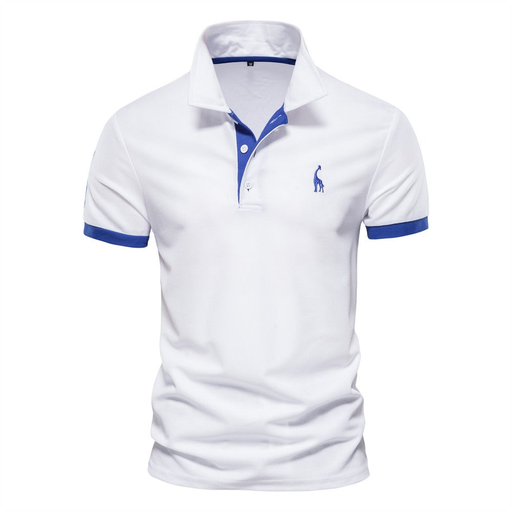 Ethan's Polo Shirt with Contrast Collar and Ribbed Sleeves