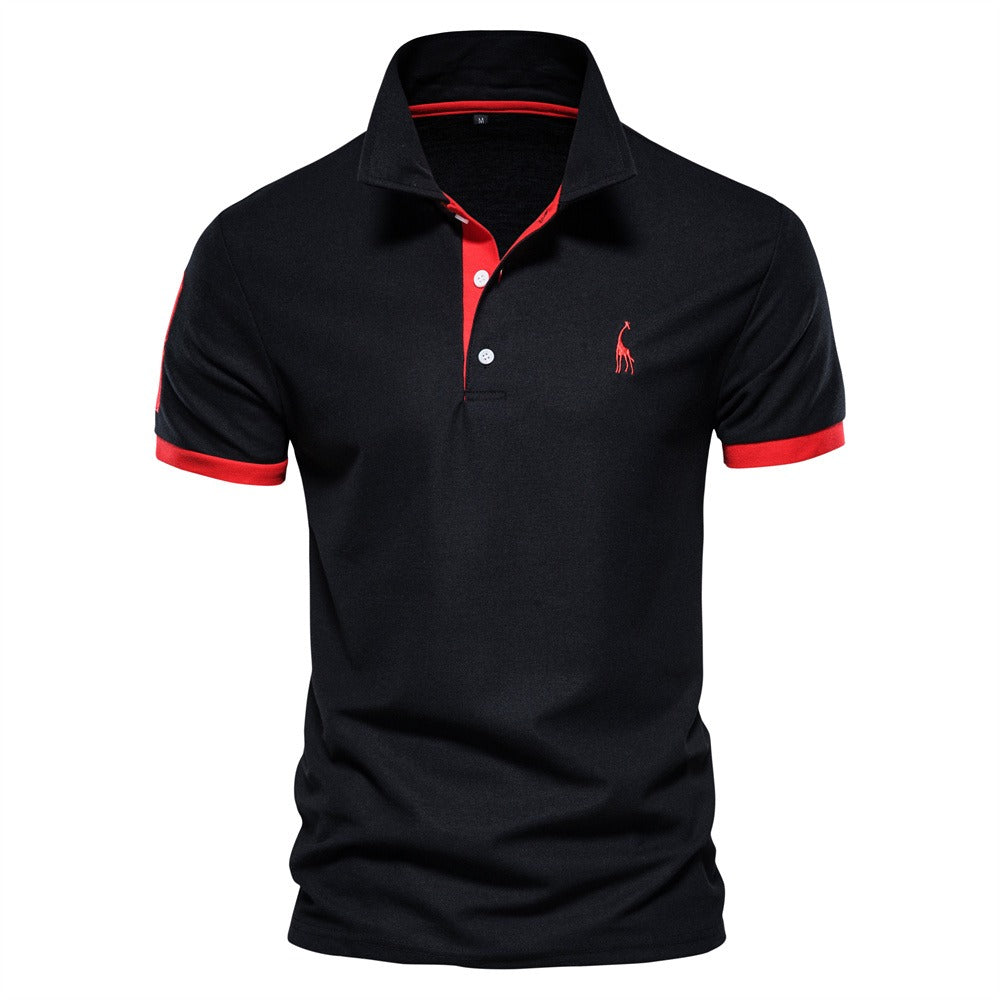 Ethan's Polo Shirt with Contrast Collar and Ribbed Sleeves