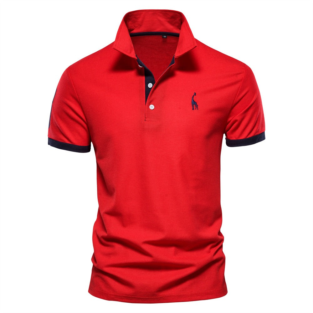 Ethan's Polo Shirt with Contrast Collar and Ribbed Sleeves