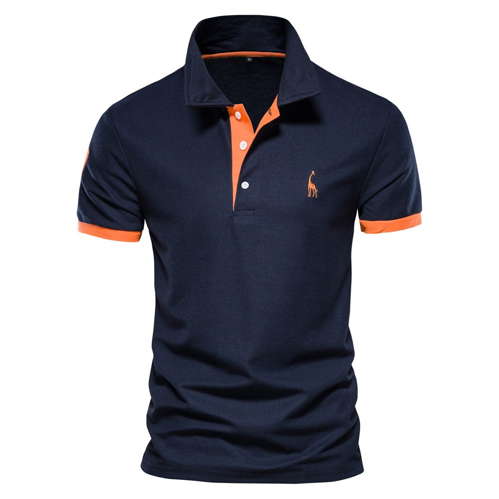 Ethan's Polo Shirt with Contrast Collar and Ribbed Sleeves