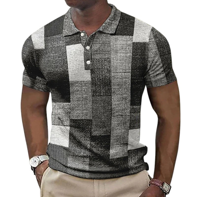 Leonard's Casual Polo Shirt with Abstract Patchwork Design