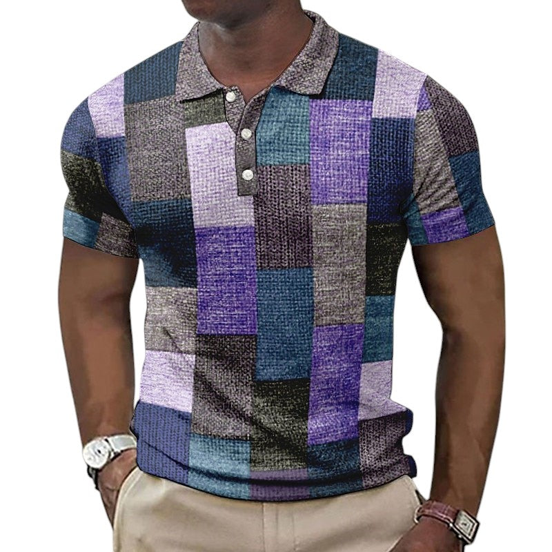 Leonard's Casual Polo Shirt with Abstract Patchwork Design