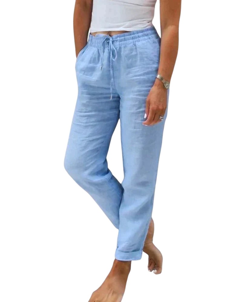 Lily's Casual Relaxed Fit Linen Jogger Pants with Drawstring Waist