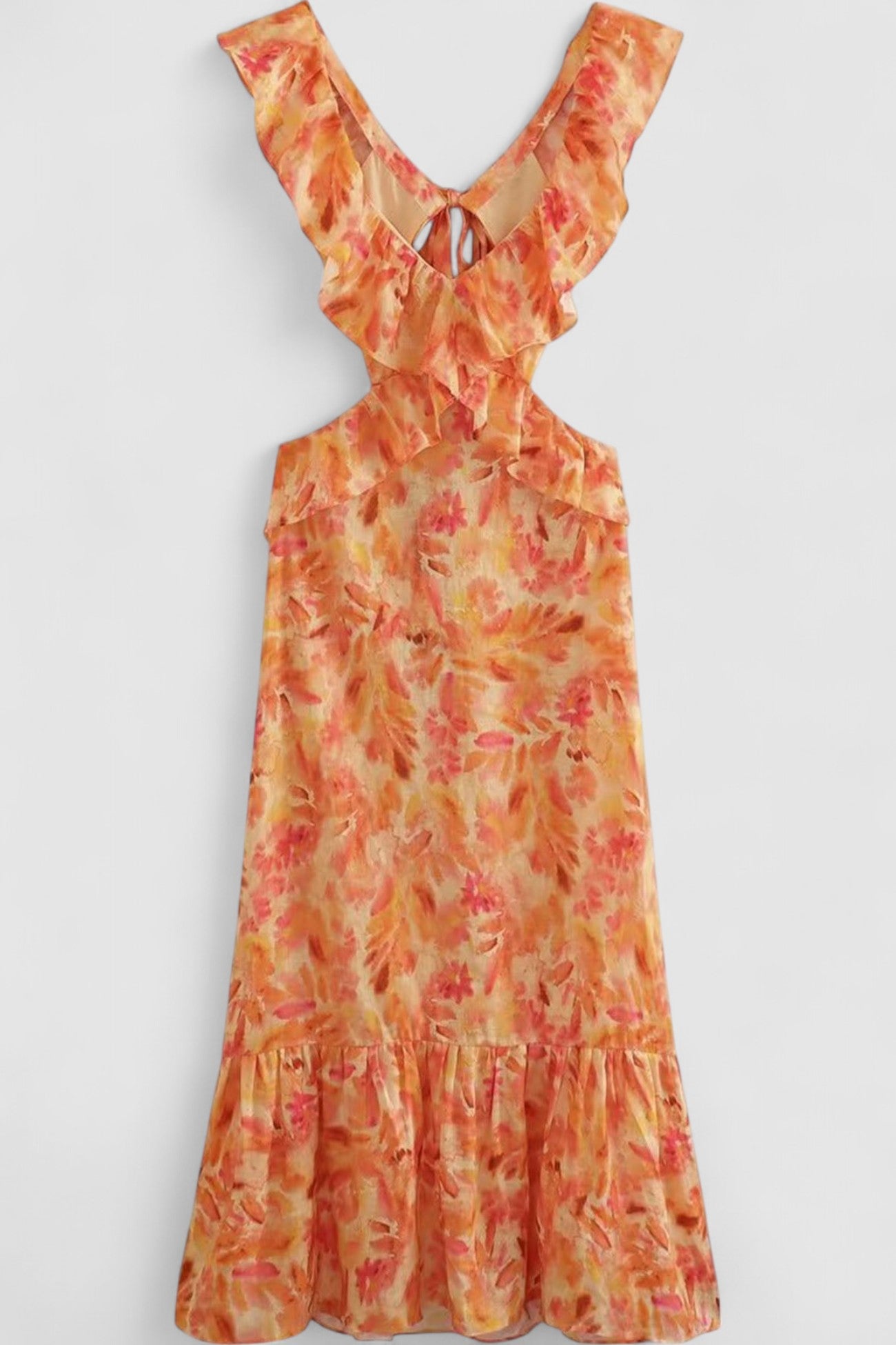 Maelle's Maxi Dress with Ruffle Straps and V-Neckline