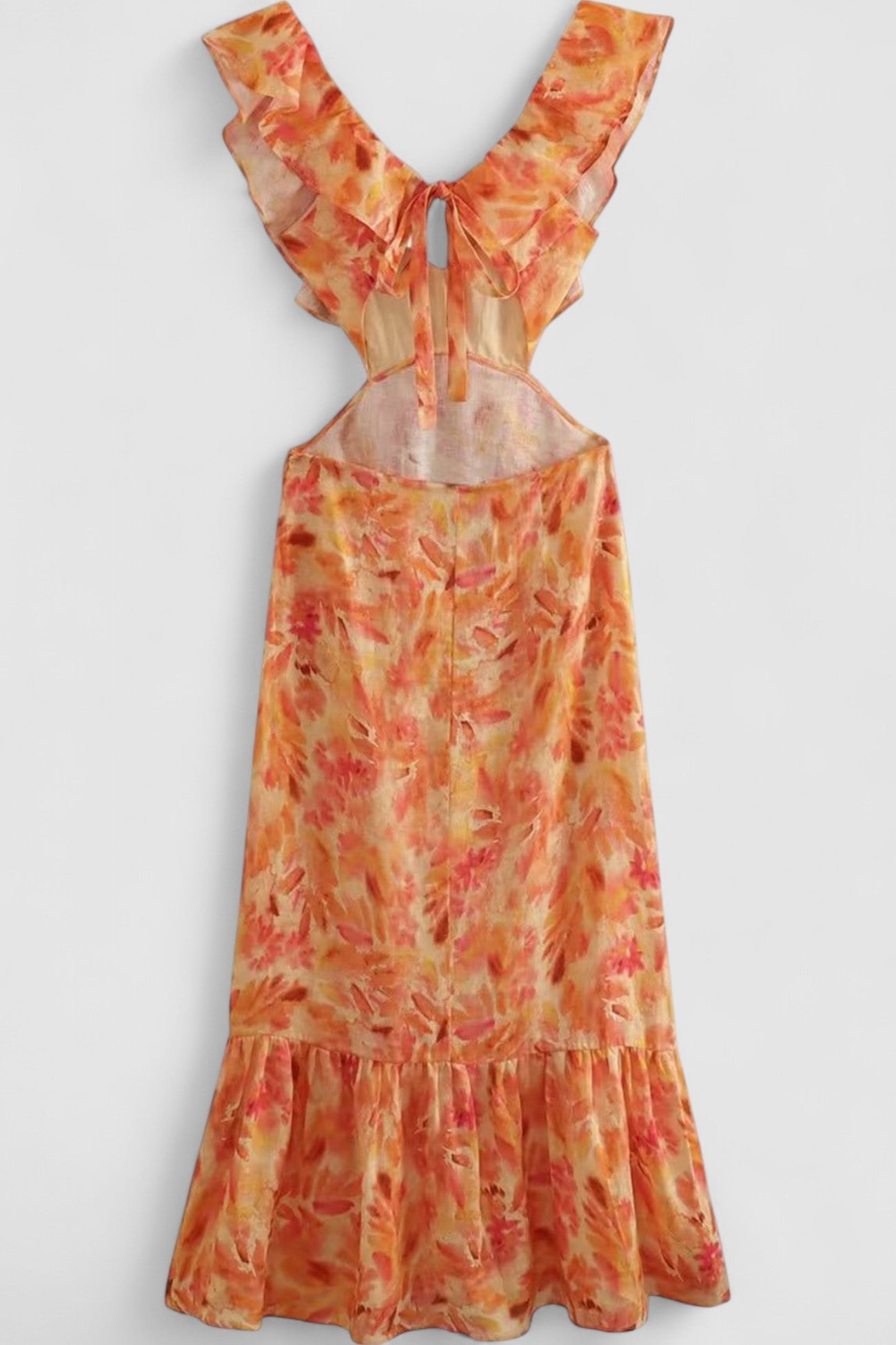 Maelle's Maxi Dress with Ruffle Straps and V-Neckline