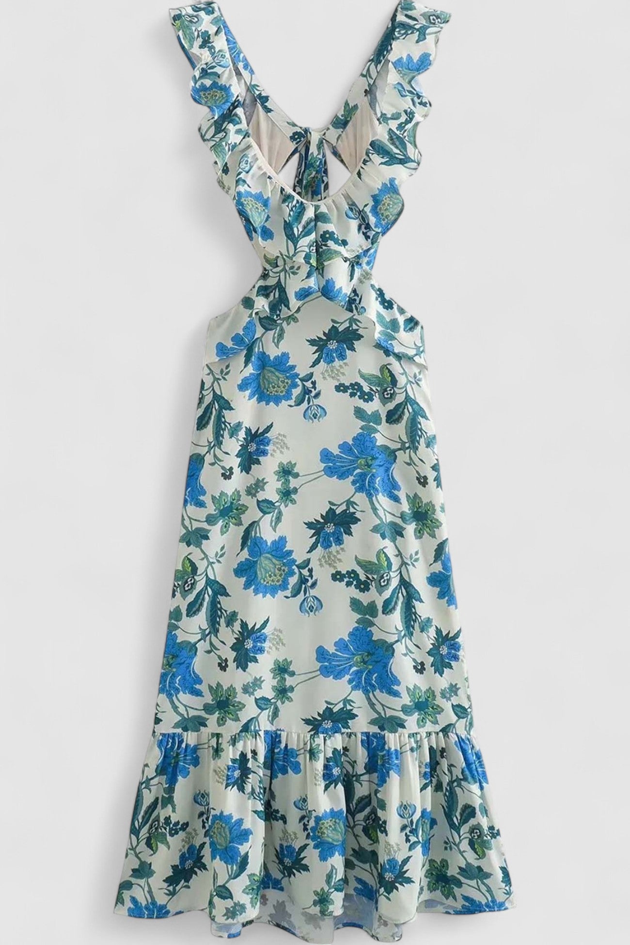 Maelle's Maxi Dress with Ruffle Straps and V-Neckline