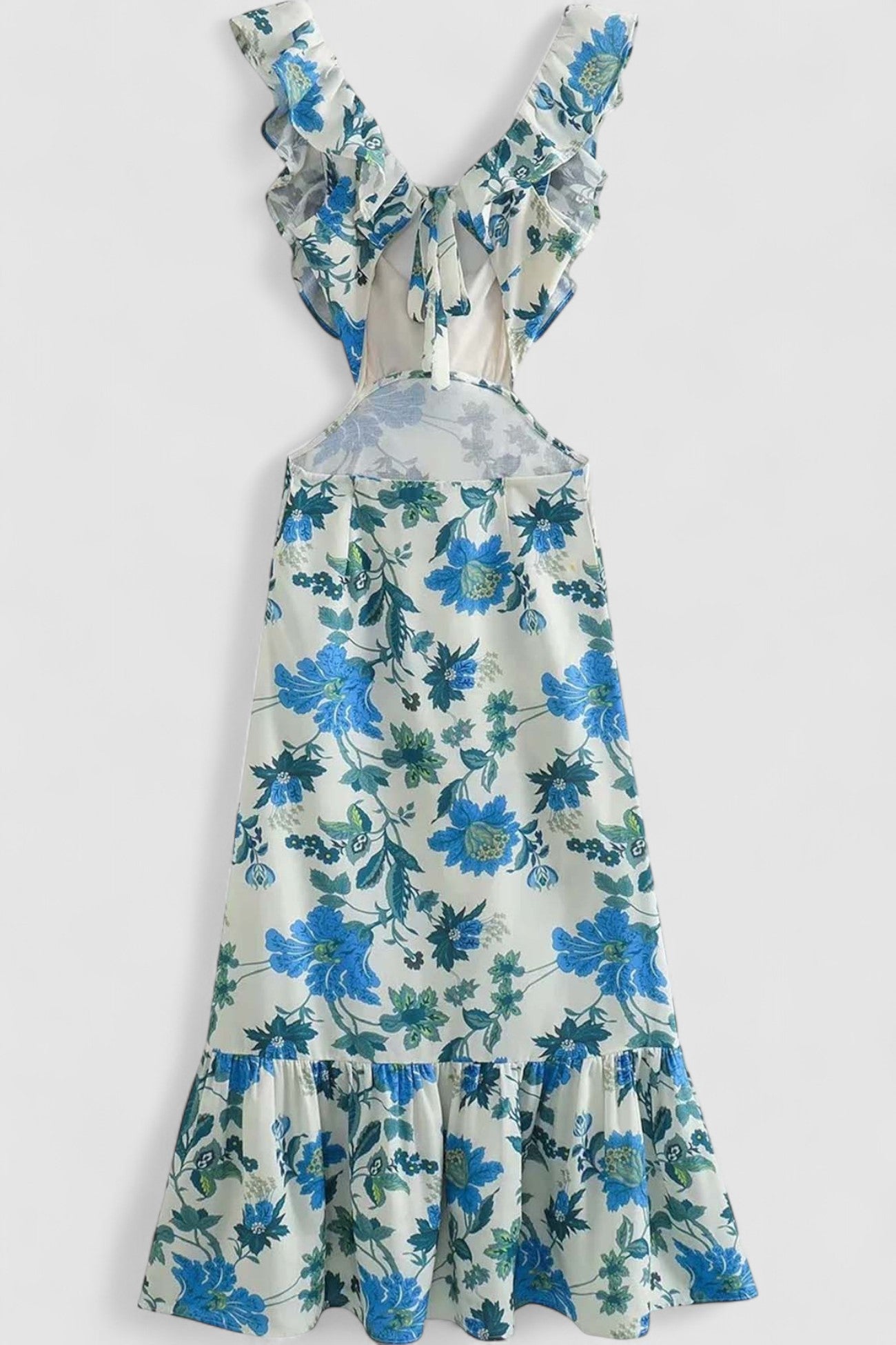 Maelle's Maxi Dress with Ruffle Straps and V-Neckline