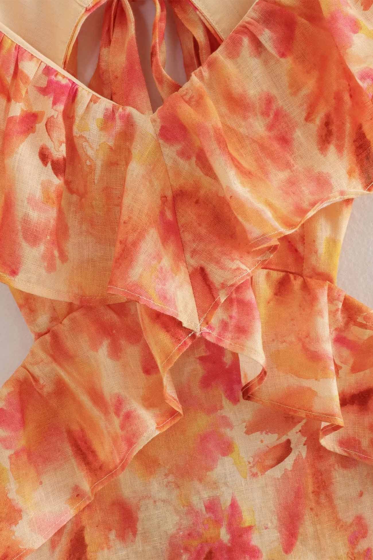 Maelle's Maxi Dress with Ruffle Straps and V-Neckline