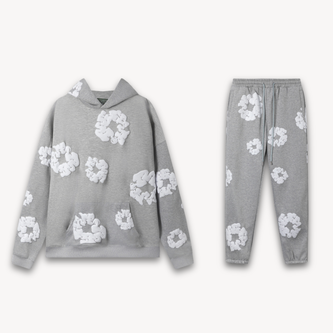 Malik and Merriem's Relaxed Tracksuit Set with Floral Graphic Print