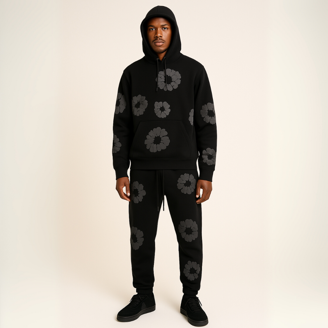 Malik and Merriem's Relaxed Tracksuit Set with Floral Graphic Print