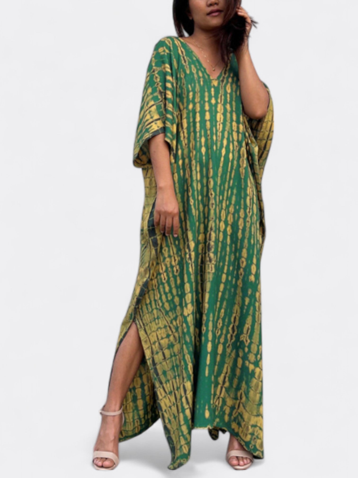 Serenity | Women's Bohemian Tie Dye Kaftan Dress | Maxi V Neck