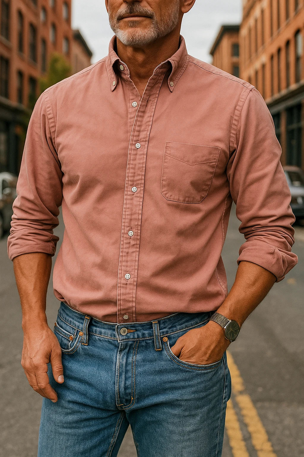 Nathan's Classic Button-Up Shirt with Structured Collar