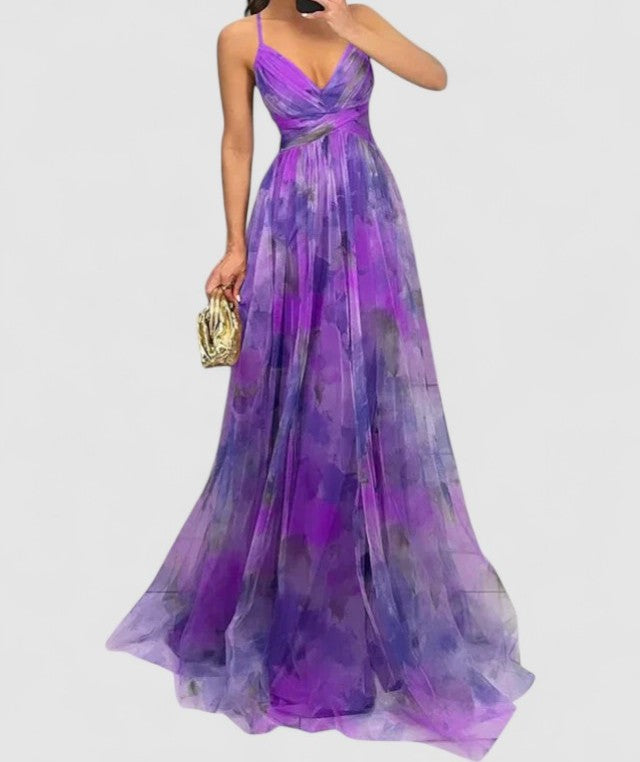Nerina's Floral Maxi Dress with Adjustable Tie and Flowy Silhouette