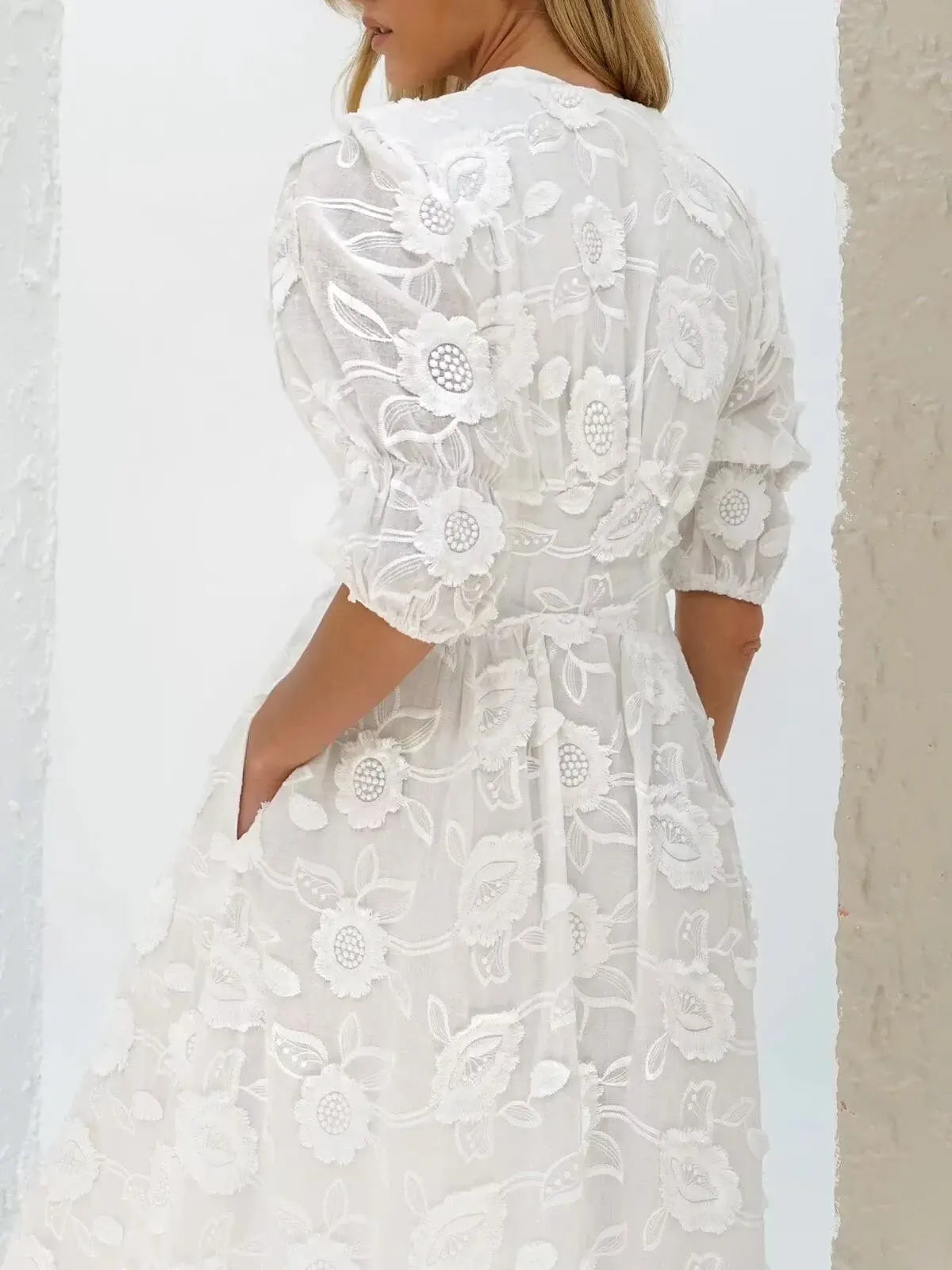 Ophelia | Women's Floral Puff Sleeve Dress | Midi