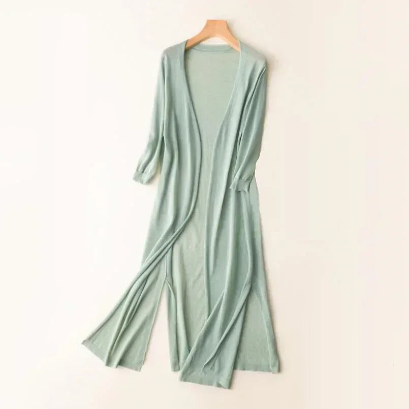 Sara's Flowy Maxi Dress with Open Front and Tie Waist