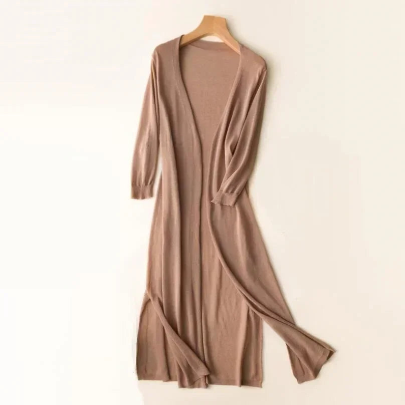 Sara's Flowy Maxi Dress with Open Front and Tie Waist