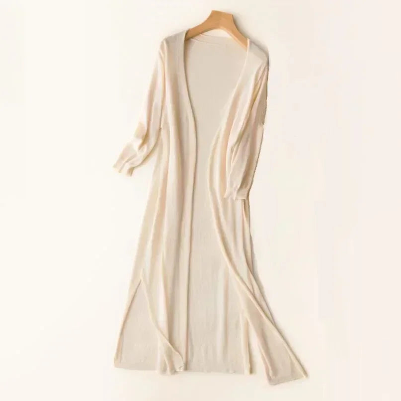 Sara's Flowy Maxi Dress with Open Front and Tie Waist