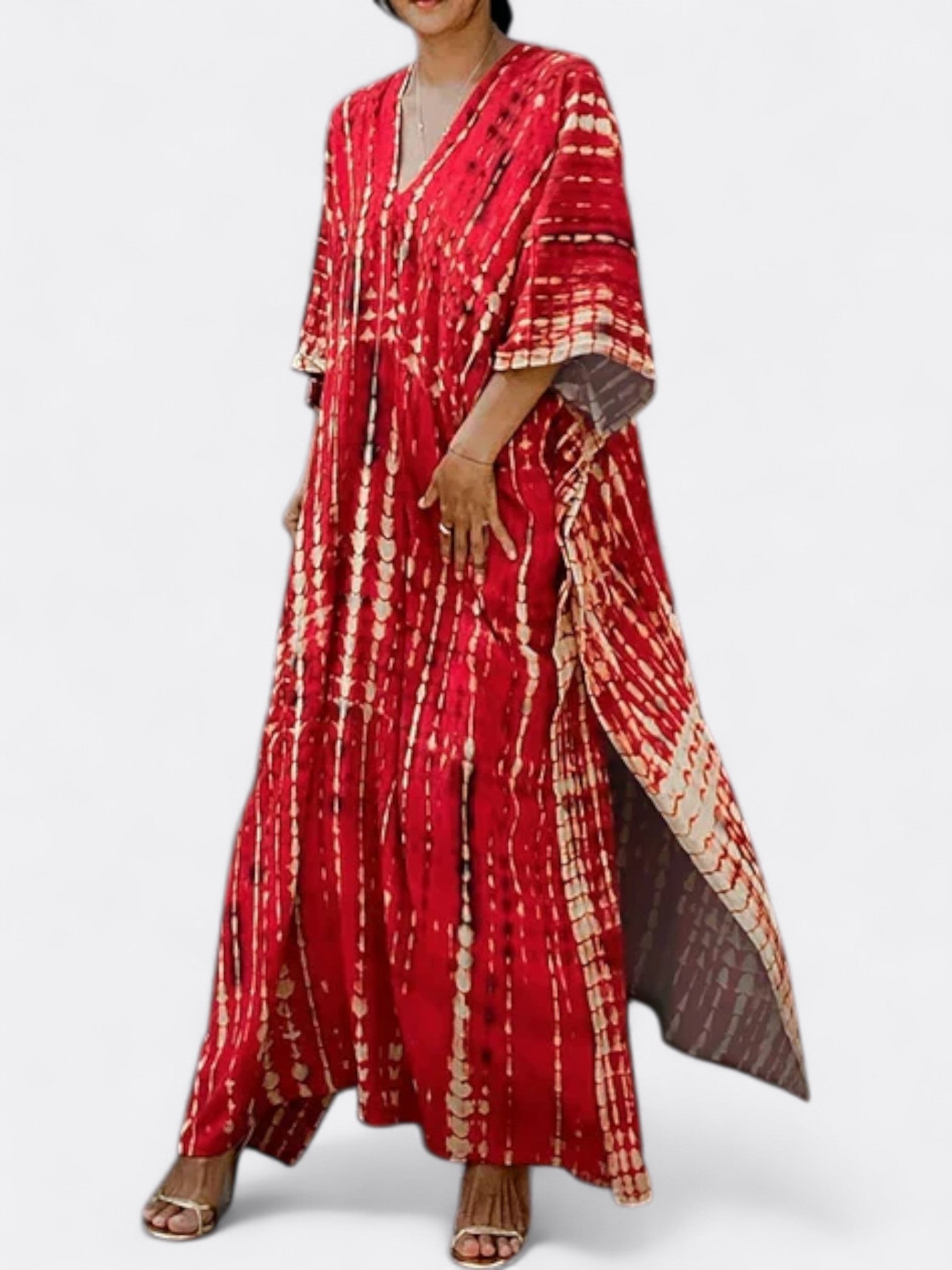 Serenity | Women's Bohemian Tie Dye Kaftan Dress | Maxi V Neck