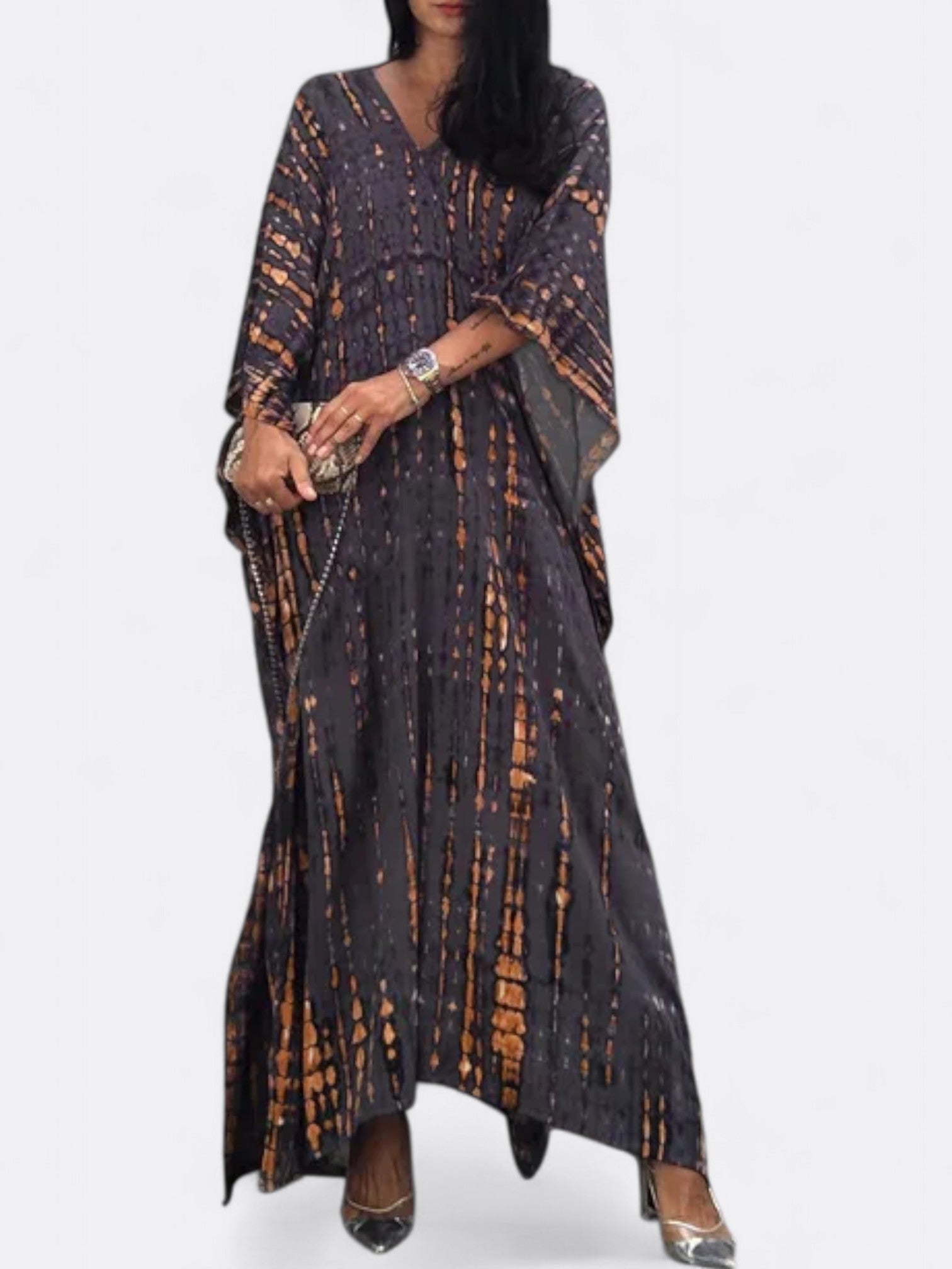 Serenity | Women's Bohemian Tie Dye Kaftan Dress | Maxi V Neck