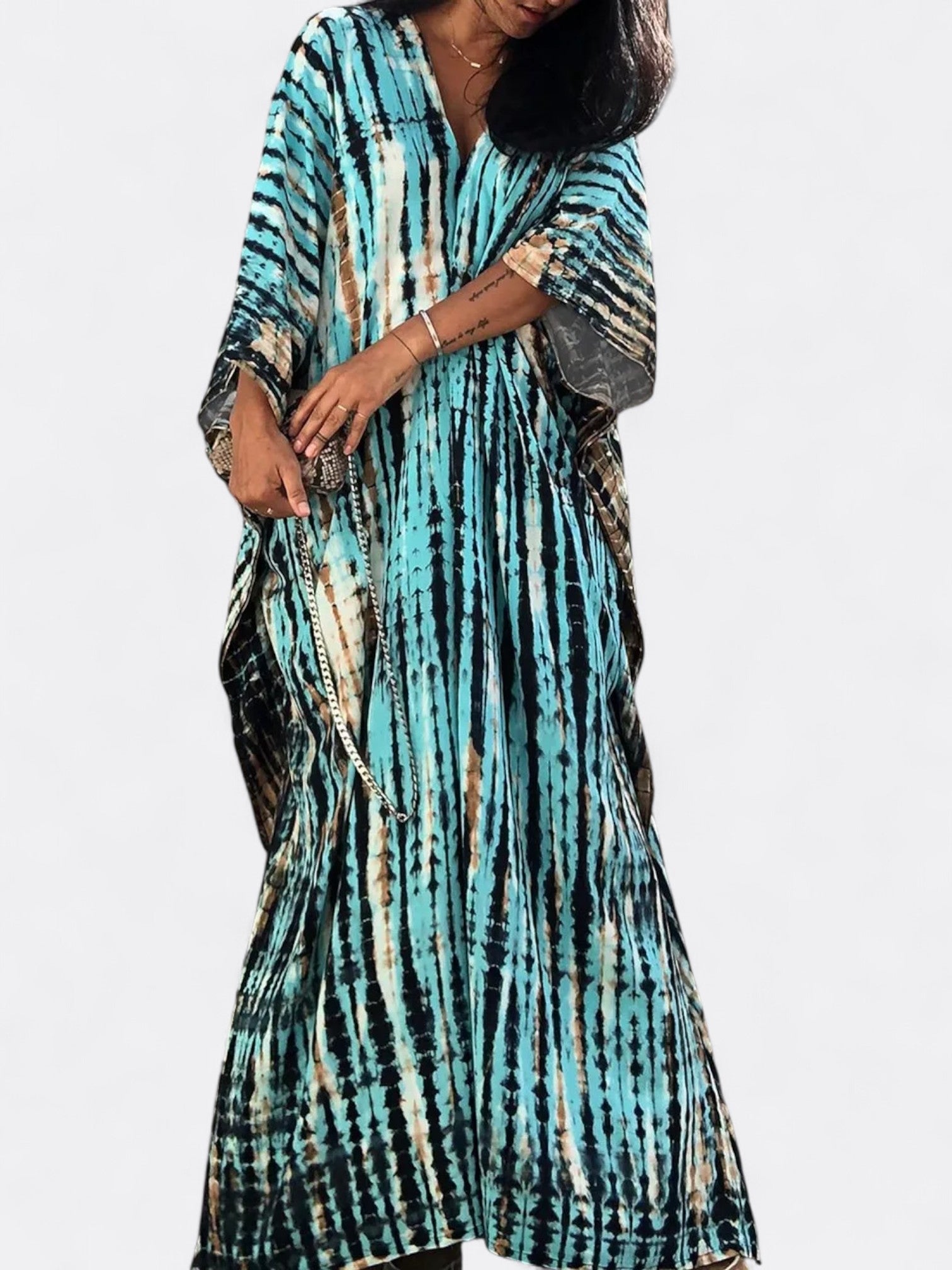 Serenity | Women's Bohemian Tie Dye Kaftan Dress | Maxi V Neck