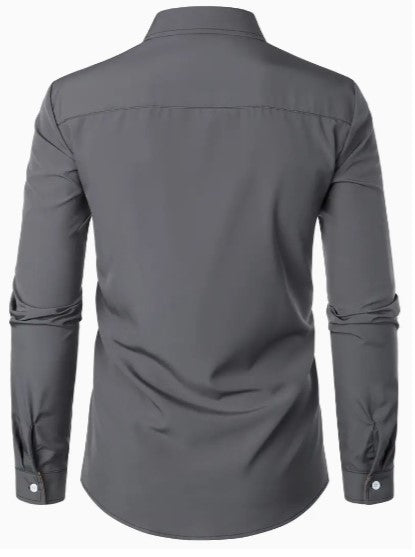 Simmone's Casual Button-Down Shirt with Contrast Collar Trim
