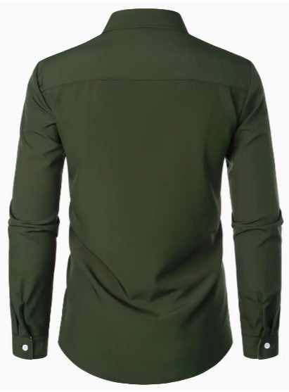 Simmone's Casual Button-Down Shirt with Contrast Collar Trim