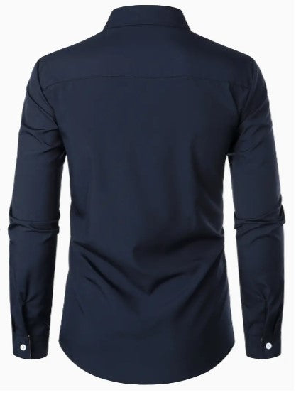 Simmone's Casual Button-Down Shirt with Contrast Collar Trim