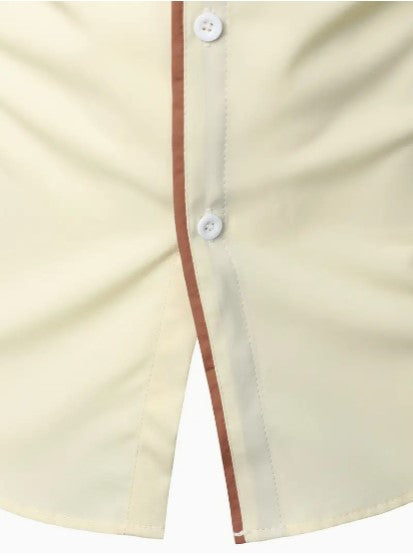 Simmone's Casual Button-Down Shirt with Contrast Collar Trim