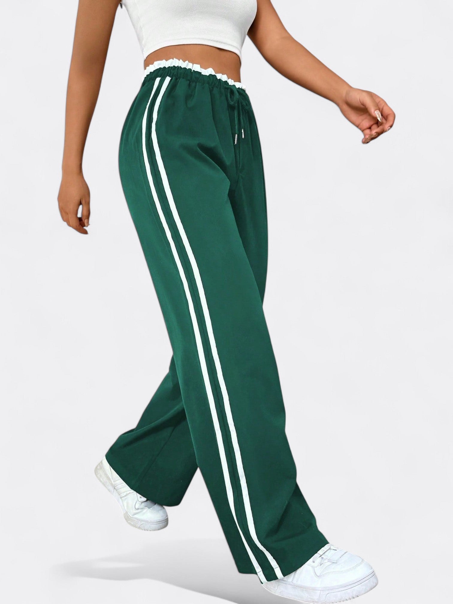 Sophia | Women's Athletic Wide-Leg Trousers | Drawstring