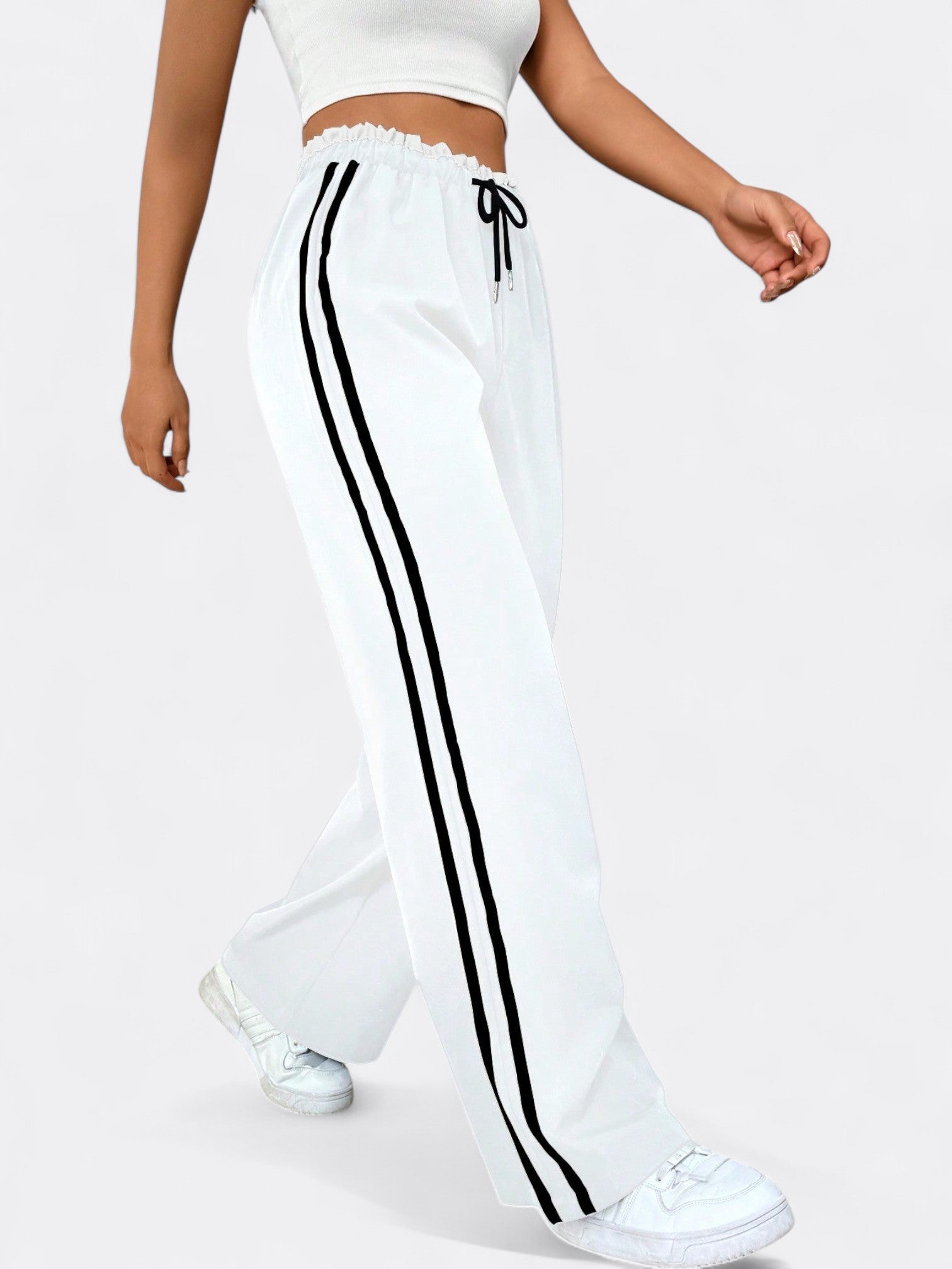 Sophia | Women's Athletic Wide-Leg Trousers | Drawstring