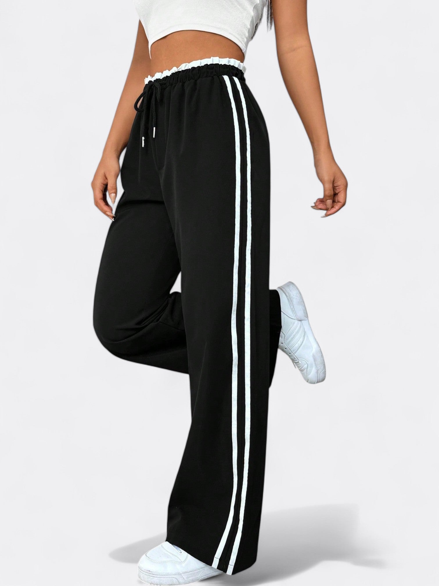 Sophia | Women's Athletic Wide-Leg Trousers | Drawstring